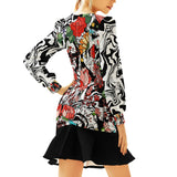 Elevate Your Style with Our All-Over Print Ruffle Hem Skinny Dress!